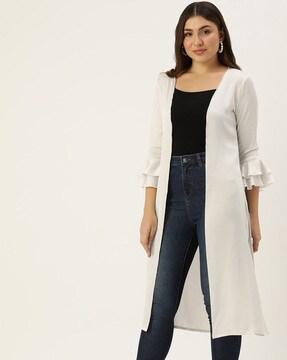 women open-front shrug with flounce sleeves