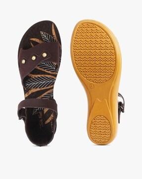 women open-toe flat sandals with velcro closure