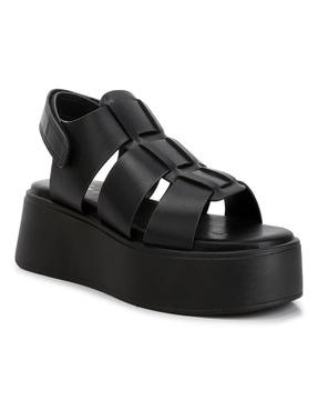 women open-toe multi-strap platforms