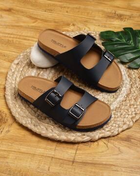 women open-toe regular fit slip-on sandals