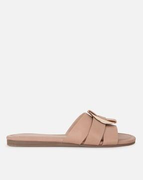 women open-toe sandals with metal accent