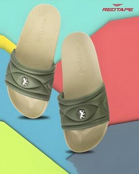 women open-toe slides with rexene upper