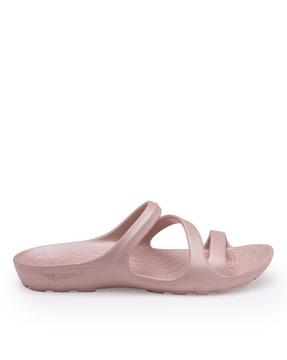 women open-toe slides with textured footbed