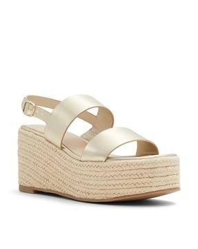 women open-toe sling-back wedges