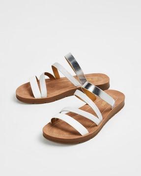 women open-toe slip-on flat sandals