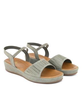 women open-toe slip-on flat sandals