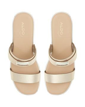 women open-toe slip-on flat sandals