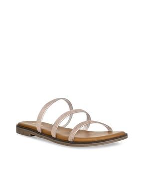 women open-toe slip-on flat sandals
