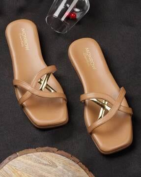 women open-toe slip-on flat sandals