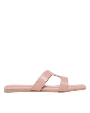 women open-toe slip-on flat sandals