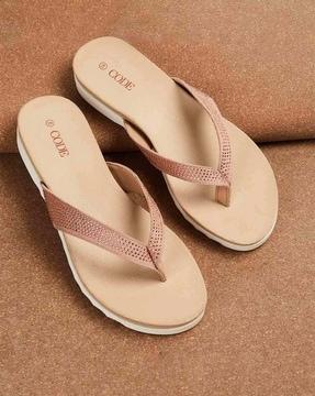 women open-toe slip-on flat sandals