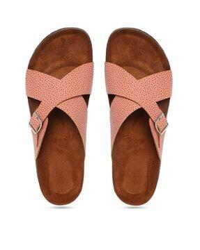 women open-toe slip-on flat sandals