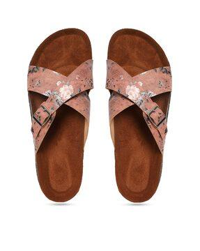 women open-toe slip-on flat sandals