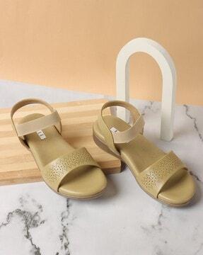 women open-toe slip-on flat sandals