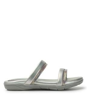 women open-toe slip-on flat sandals