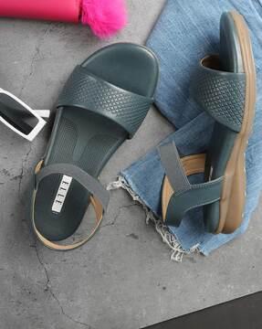 women open-toe slip-on flat sandals