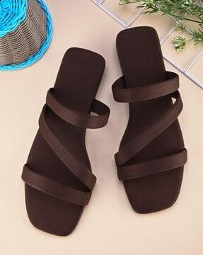 women open-toe slip-on flat sandals