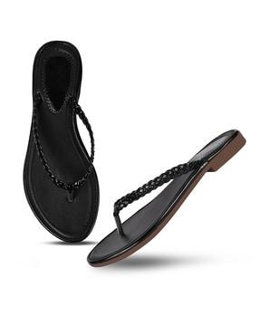 women open-toe slip-on flat sandals