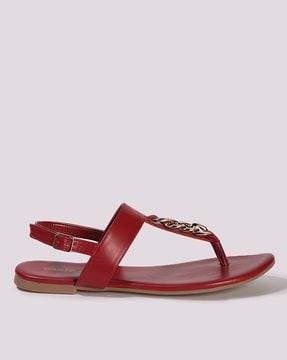 women open-toe t-strap flat sandals