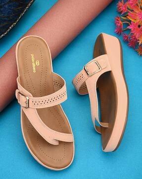 women open-toe t-strap sandals