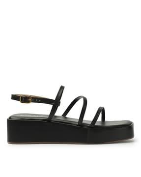 women open-toe wedges with buckle fastening