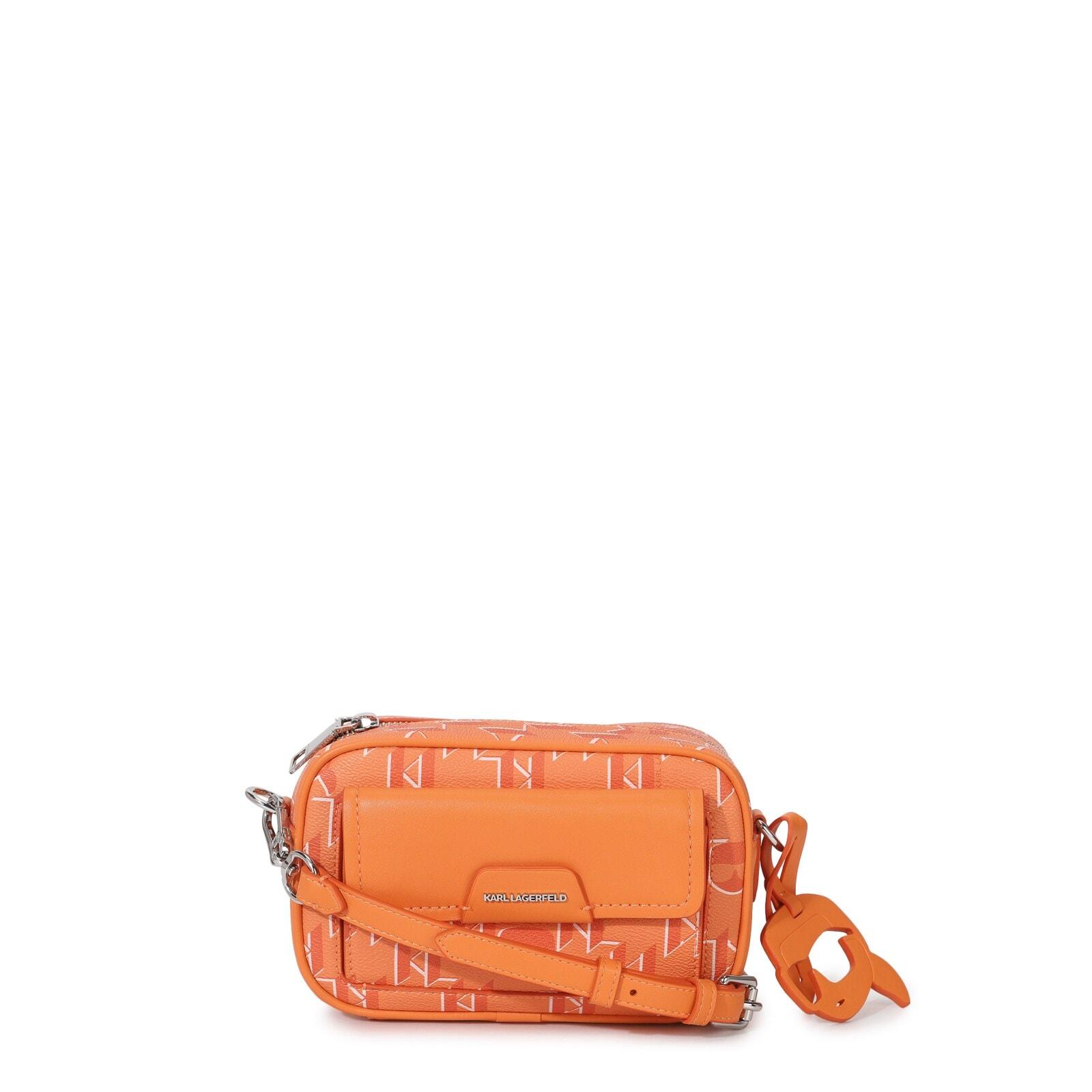 women orange kl monogram camera crossbody bag