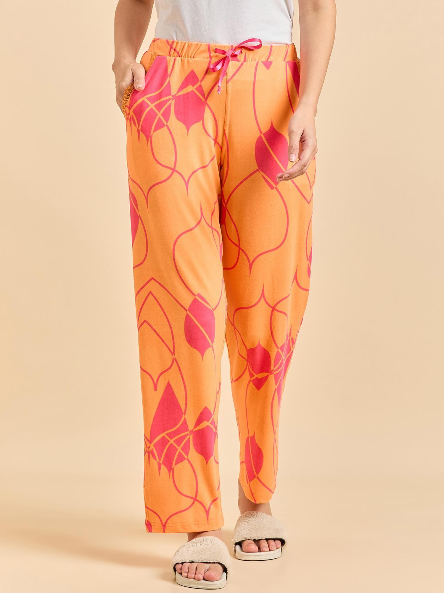 women orange printed pyjama