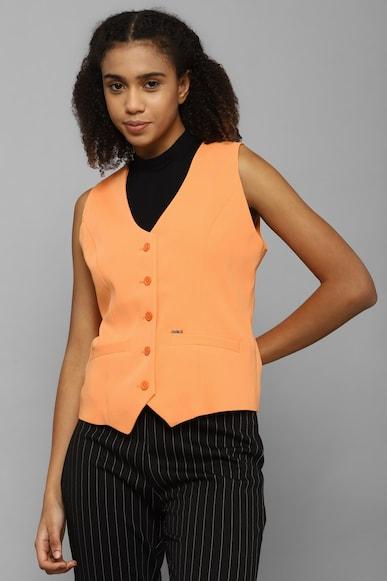women orange regular fit waistcoat