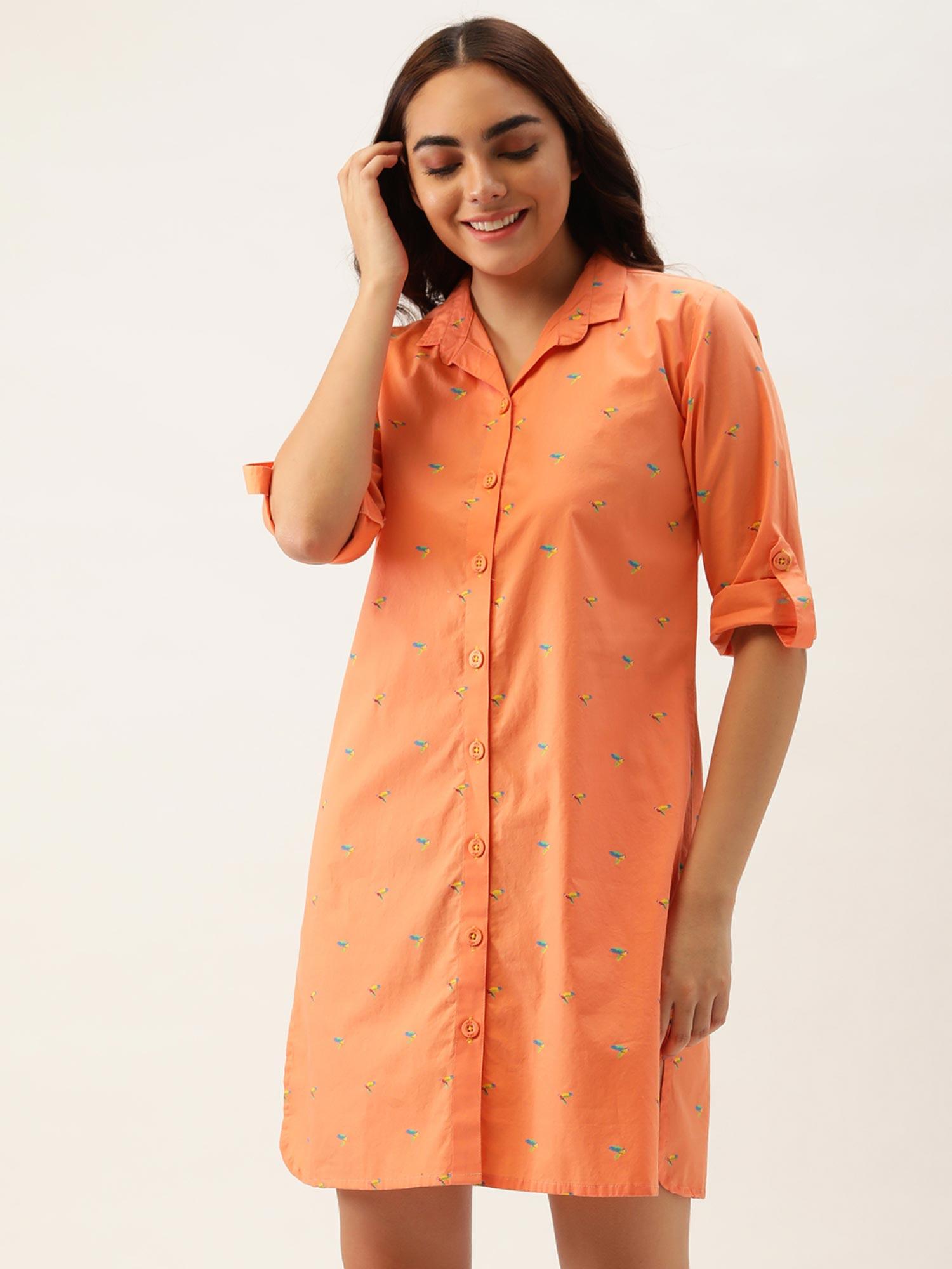 women orange sleep shirt orange