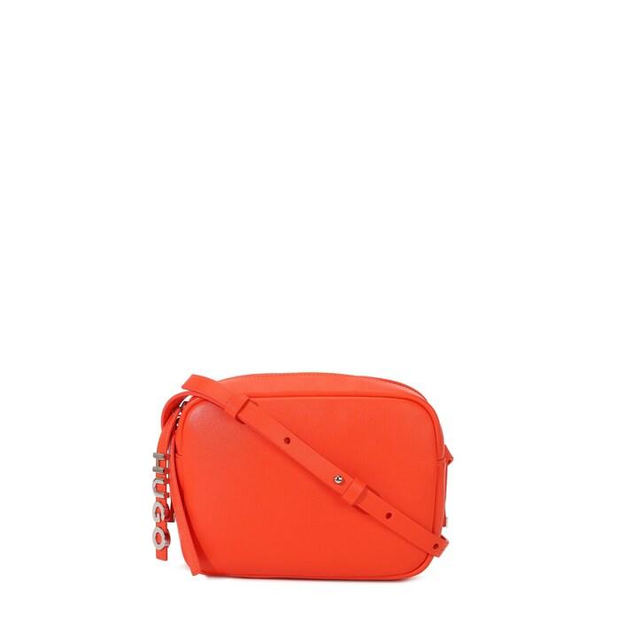 women orange solid pu camera crossbody bag