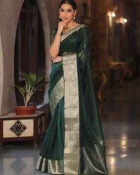 women organza saree with contrast border