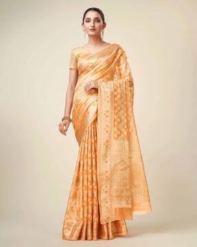 women organza saree with contrast border