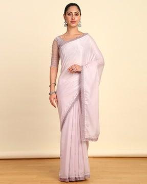 women organza saree with lace border