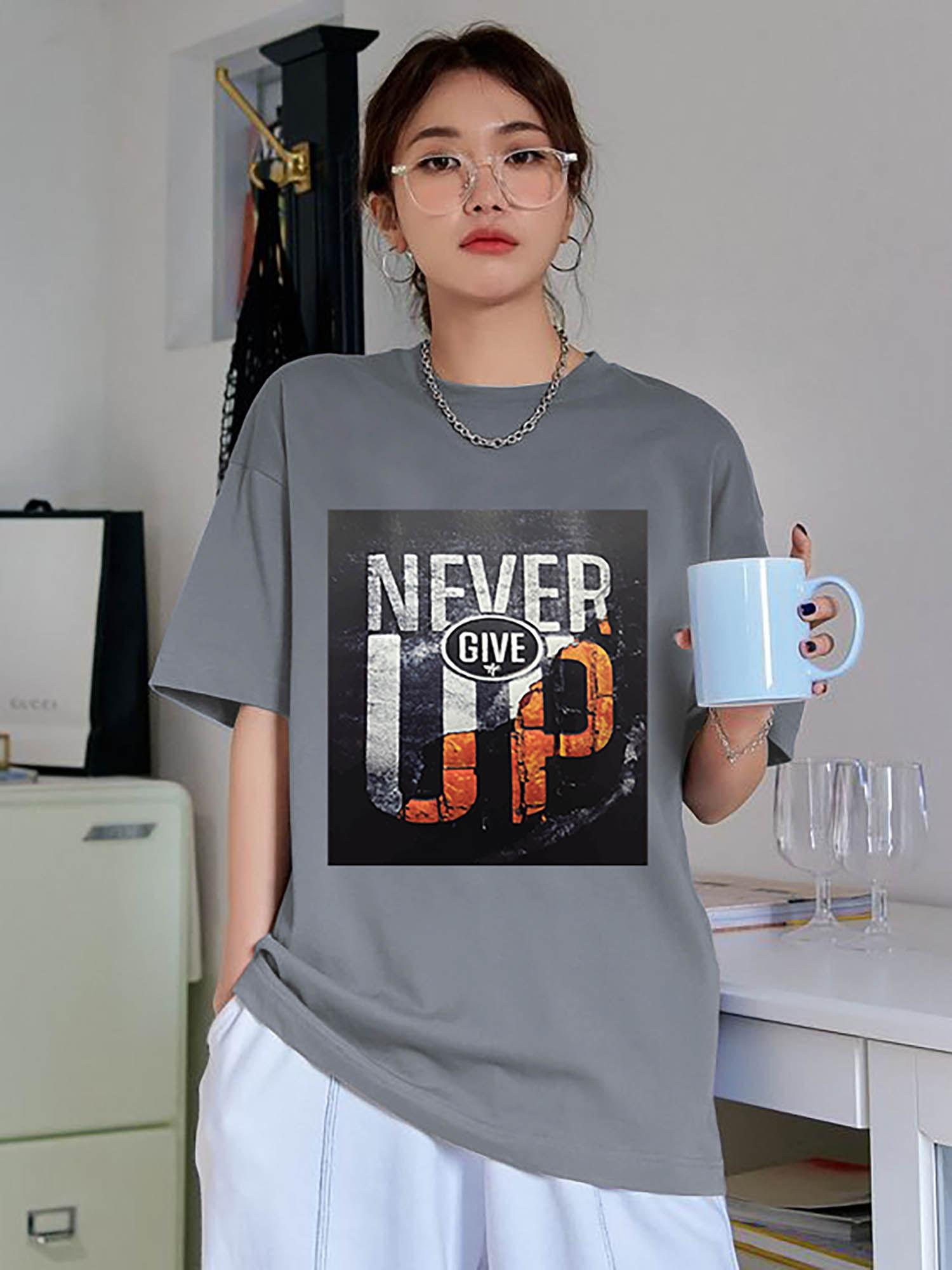 women oversize grey printed t-shirt