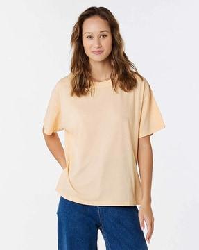 women oversized crew-neck cotton t-shirt