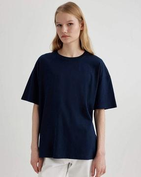 women oversized crew-neck cotton t-shirt