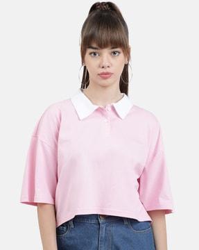 women oversized fit collar-neck t-shirt