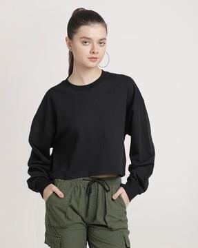 women oversized fit crop sweatshirt