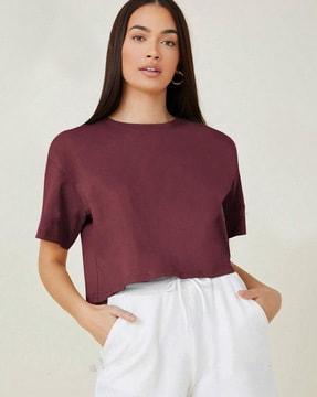 women oversized fit crop t-shirt