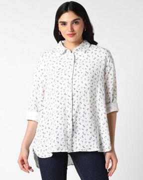 women oversized fit floral print shirt