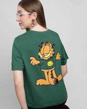 women oversized fit garfield print round-neck t-shirt