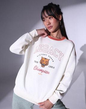 women oversized fit graphic print sweatshirt