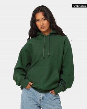 women oversized fit hoodie with kangaroo pocket