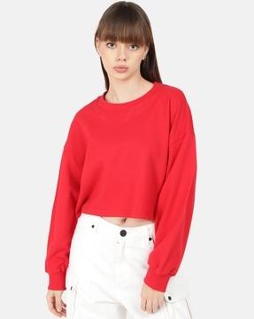 women oversized fit round-neck sweatshirt