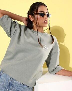 women oversized fit round-neck sweatshirt