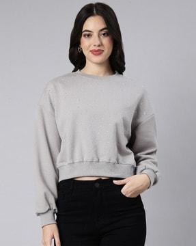 women oversized fit round-neck sweatshirt