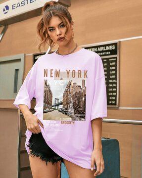 women oversized fit round-neck t-shirt