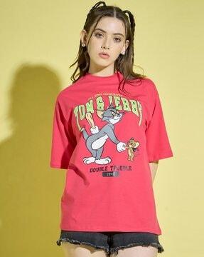 women oversized fit round-neck t-shirt