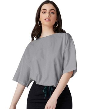 women oversized fit round-neck t-shirt