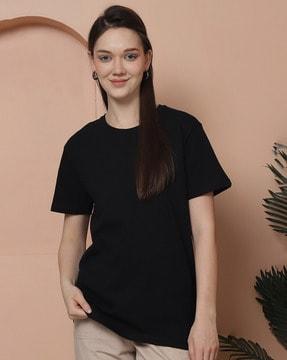 women oversized fit round-neck t-shirt